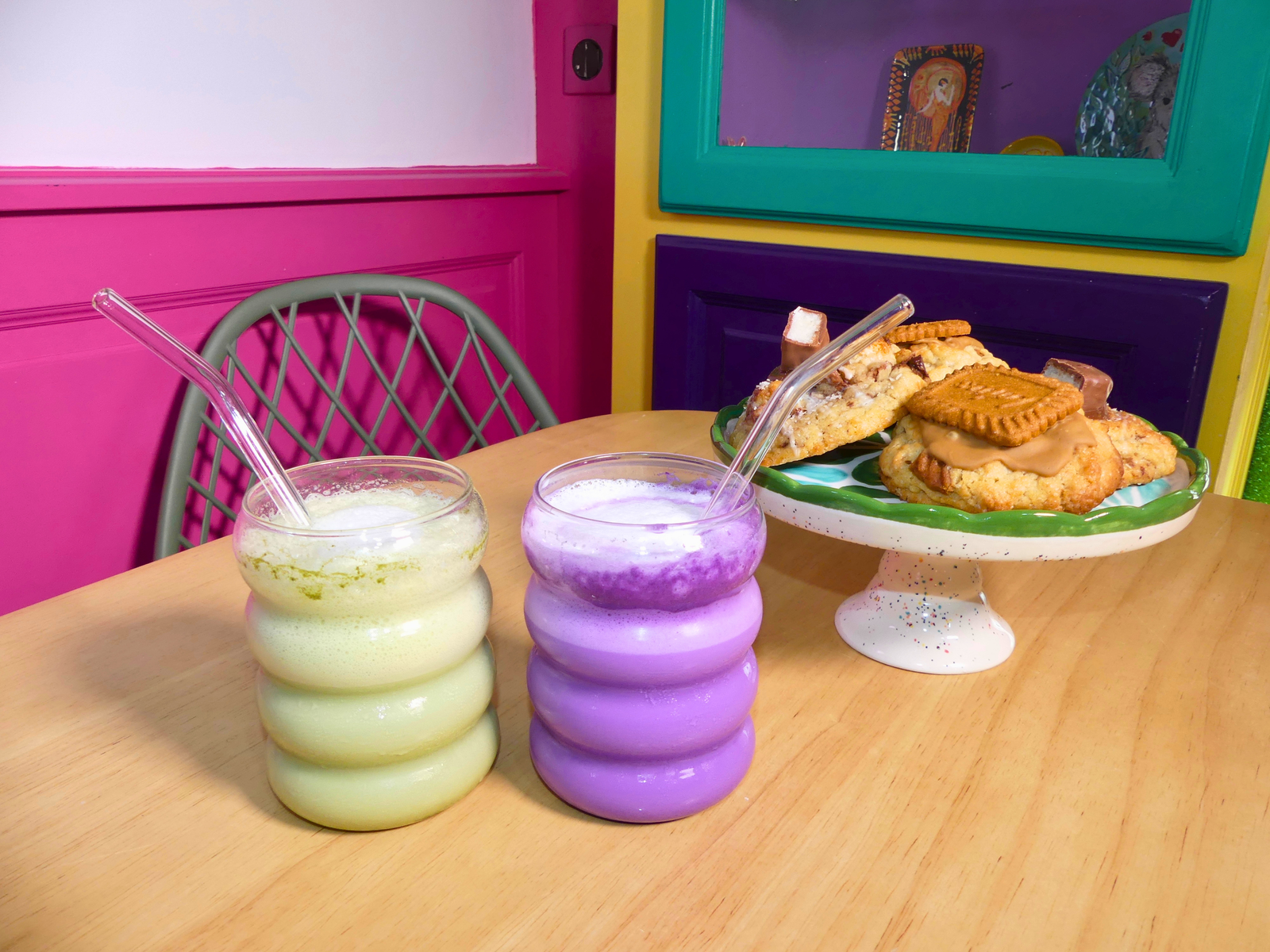 Boissons matcha et ube chez Ninou